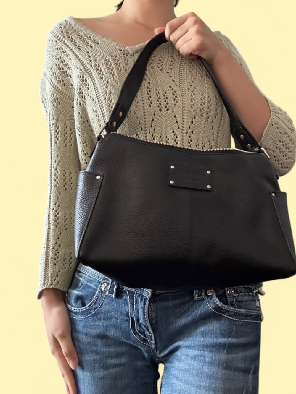 Kate Spade Black Pebbled Leather Shoulder Bag